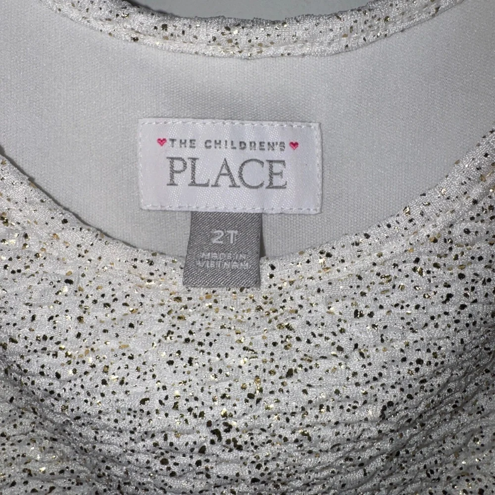 The Children's Place Glittery White and Gold Dress